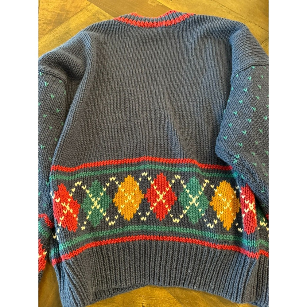 Vintage‎ 62 East Women Cardigan Sweater Size L Blue Preppy Red Accent - Picture 3 of 5